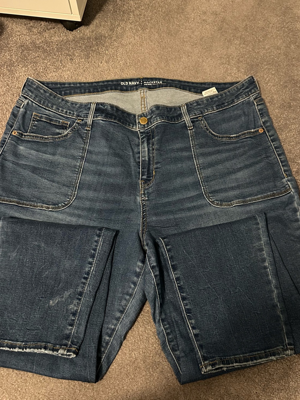 Old Navy Dark Blue Boyfriend Jeans with Patch Pockets